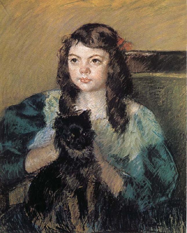 The girl holding the dog
